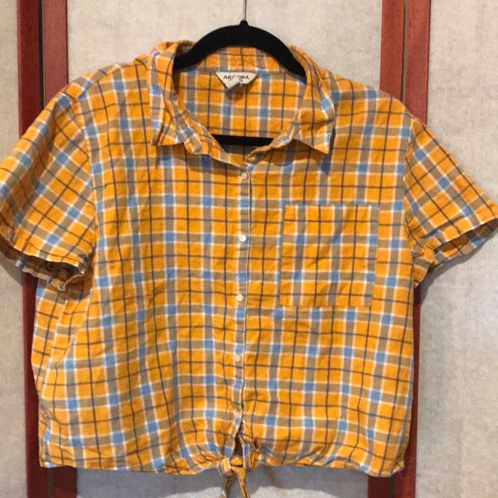 Plaid crop tie tee